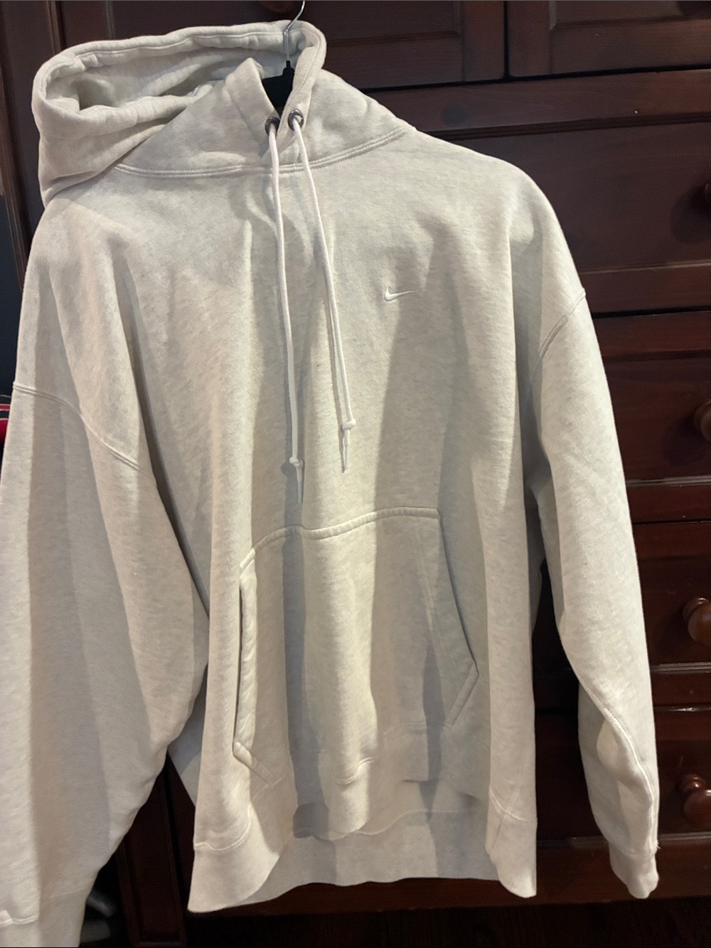 Nike Light Gray Pullover Hoodie with Small Embroidered Swoosh